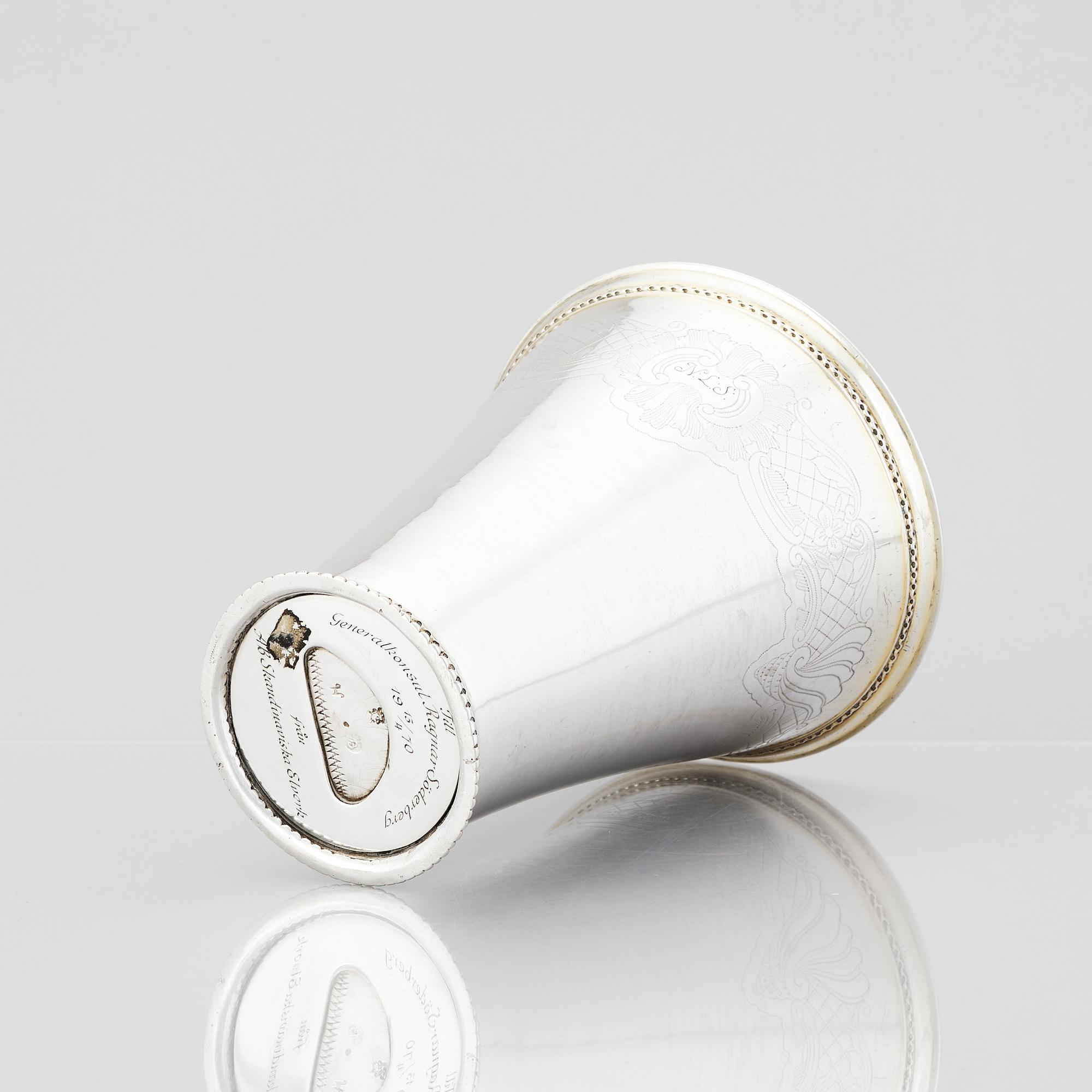 A Swedish 18th century parcel-gilt silver beaker, mark of Jacob Brunck, Stockholm 1720.