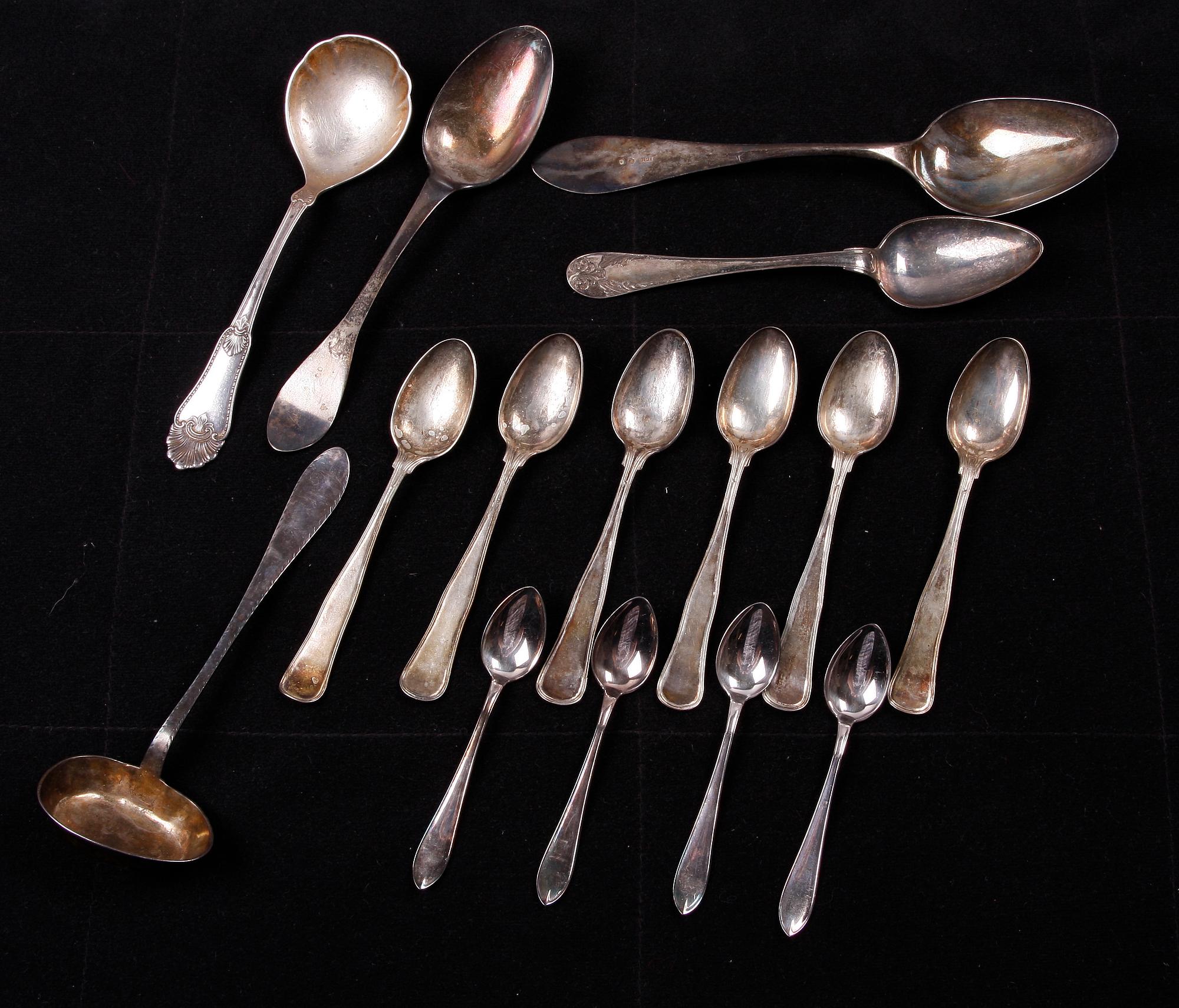 PARTI SILVERBESTICK, 15 st, mest 1800-tal och flertal olika mästare bla Johan Fredrik Tynelius, Helsingborg.