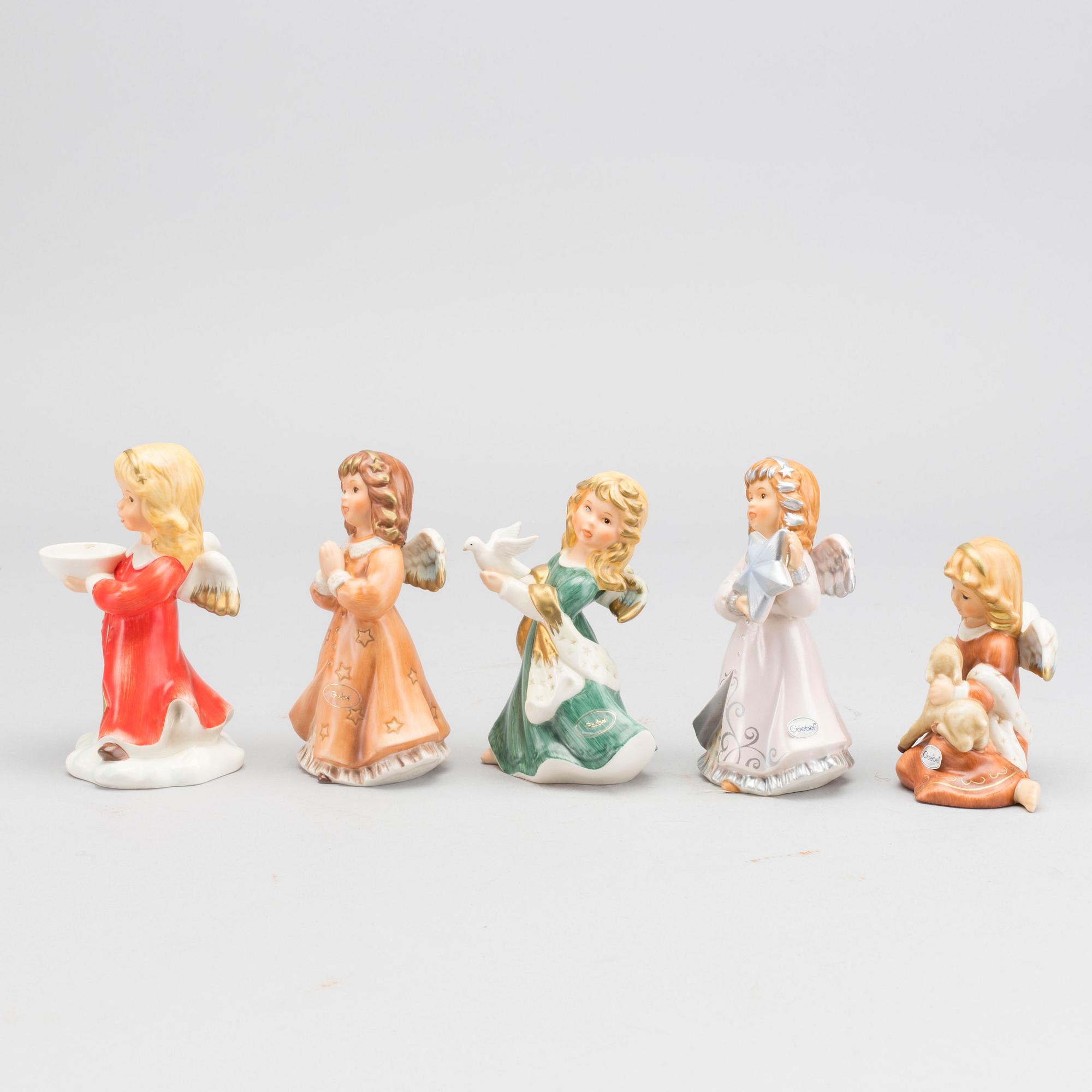 FIGURINER, 5 st, porslin, Goebel omkring 2000.