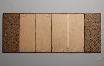 A Japanese six fold table screen, early 20th Century.
