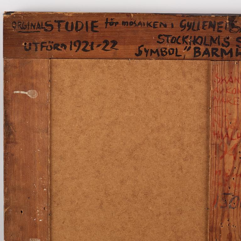 Einar Forseth, a mosaic work 'Barmhärtigheten' (The Mercy), probably an original study for the Golden Hall at the Stockholm City Hall.