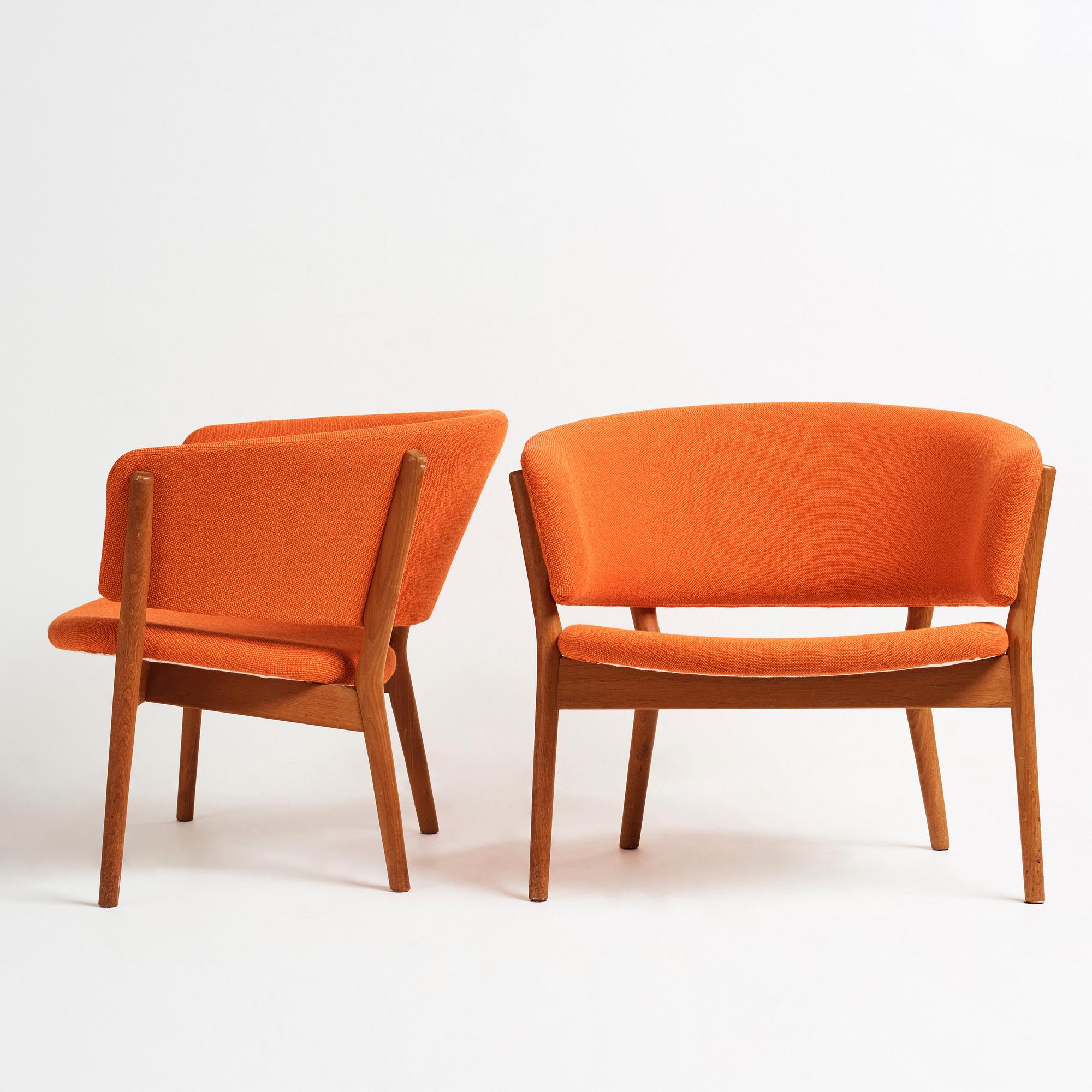 Nanna Ditzel, a pair of teak lounge chairs, Søren Willadsen, Denmark, 1950-60's.