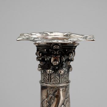 LJUSSTAKAR, ett par, silver, troligen England, stämplade Helsingfors 1936. Vikt tot ca 1020 gram.