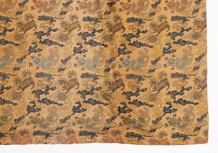 A group of three silk textiles, Qing dynasty.