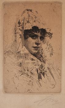 ANDERS ZORN, etching (III state of III), 1884, signed in pencil.