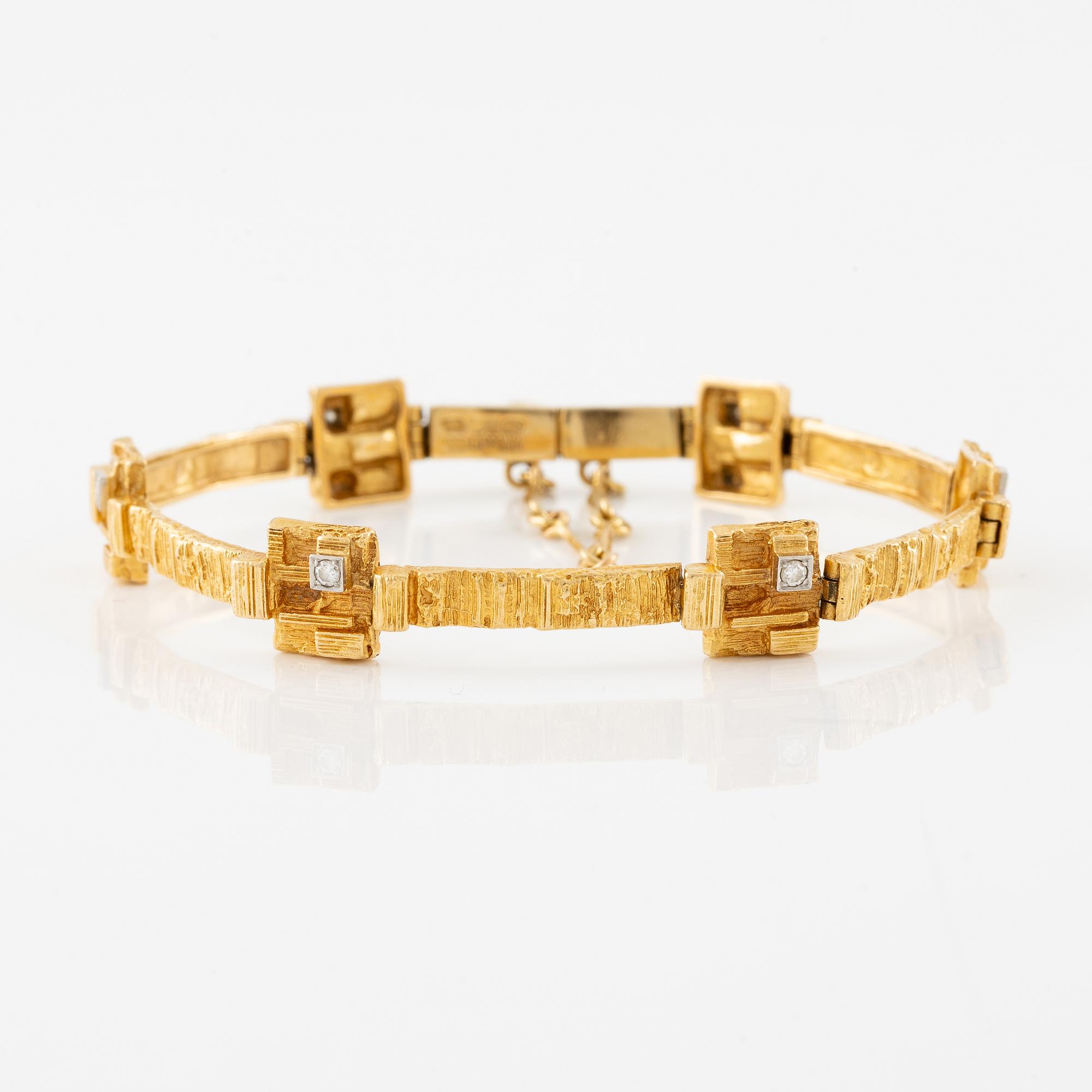 Björn Weckström, armband 18K guld med åttkantslipade diamanter "Diamantetapper", för Lapponia.