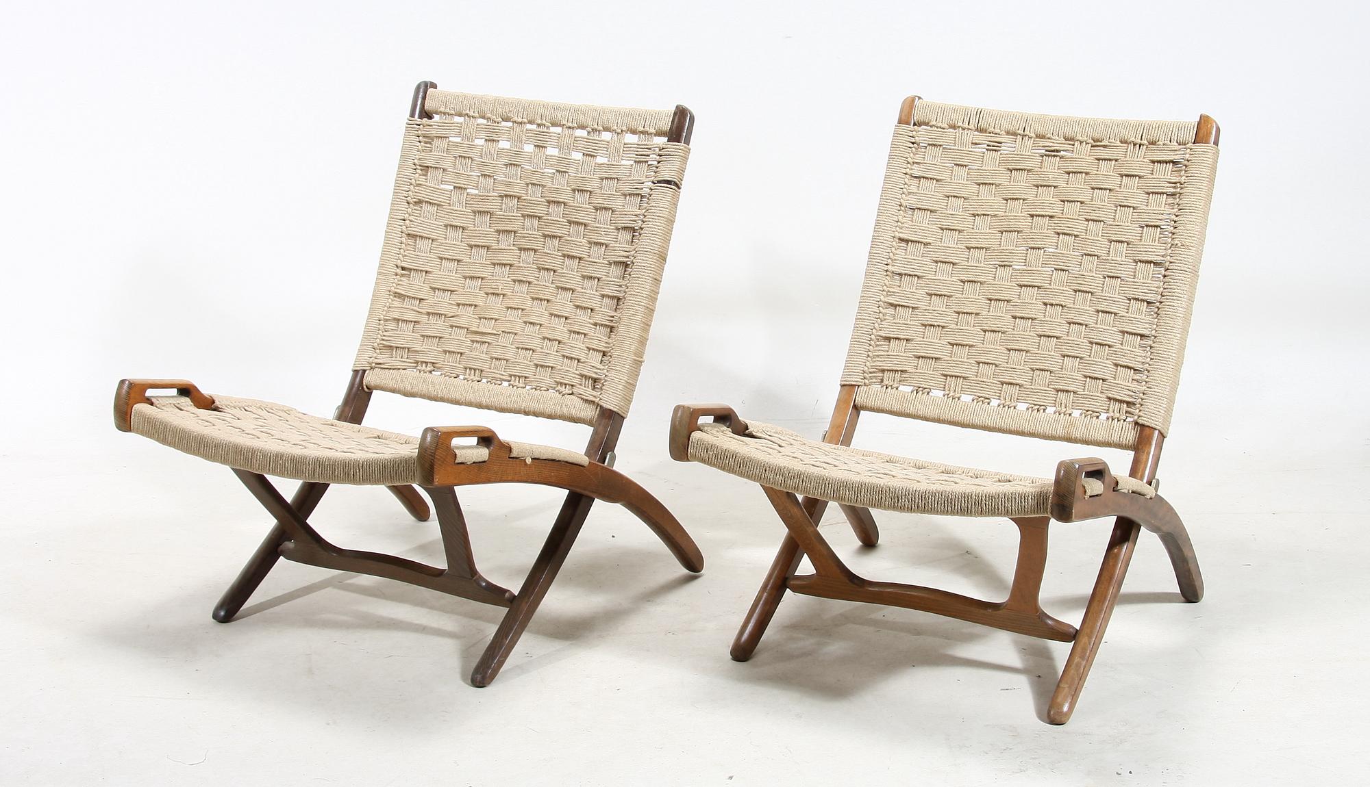 FÄLLSTOLAR, ett par, kopia efter Hans Wegners "Folding Chair", 1960-tal.
