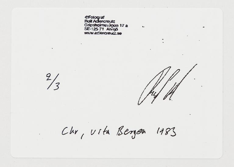 Rolf Adlercreutz, Porträtt av Christer Strömholm vid Vita bergen, 1983.