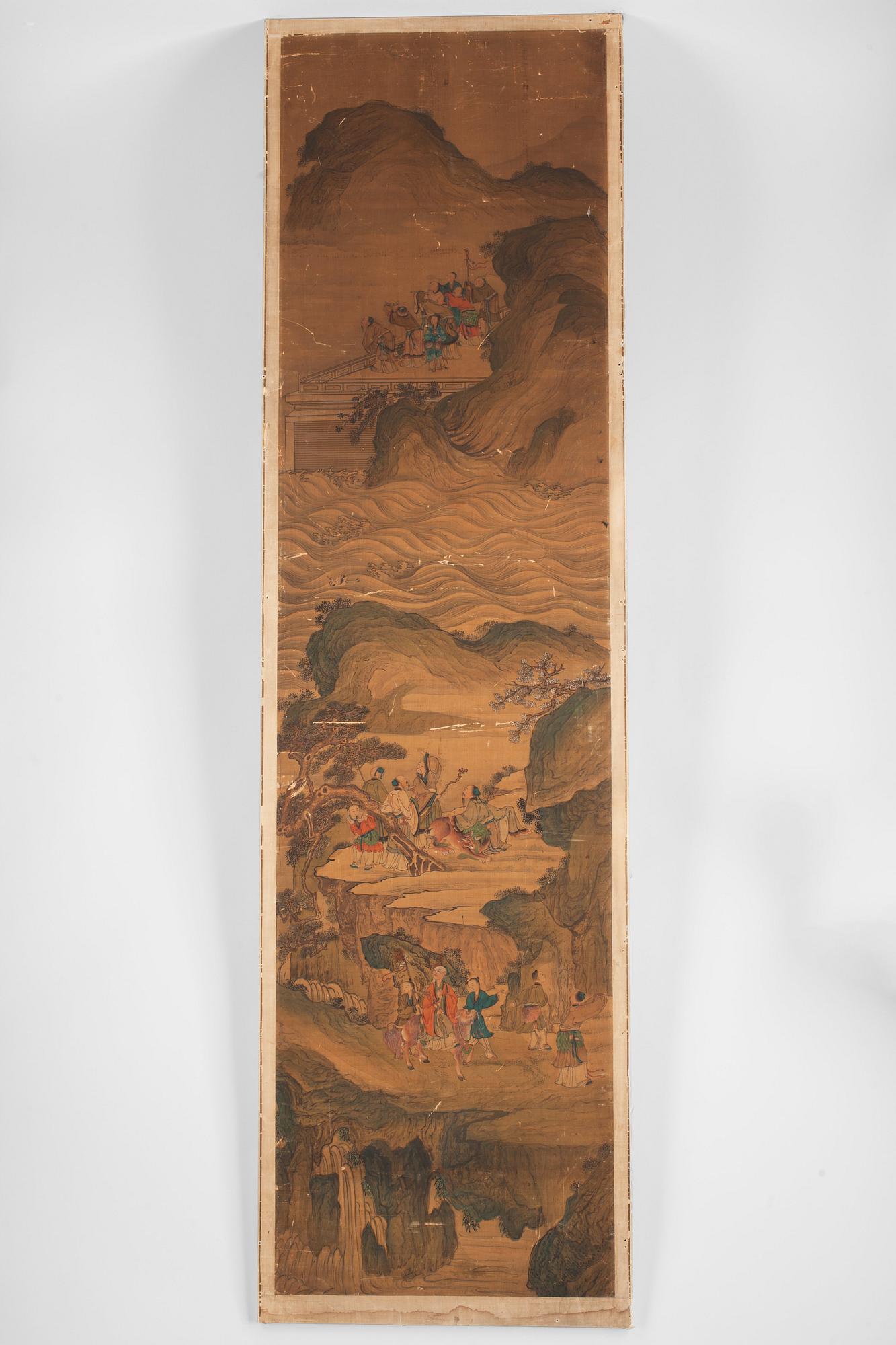 Paintings, 8 parts, depicting the eight immortals crossing the sea, late Qing Dynasty, 19th Century.