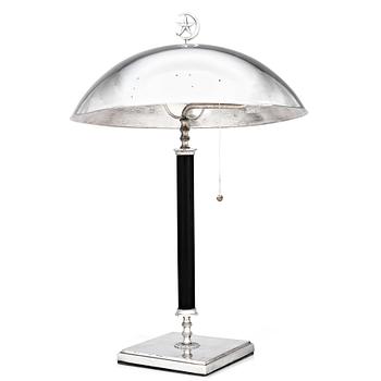 Elis Bergh, attributed to, a Swedish Grace silver plated table light, C G Hallberg, Sweden 1920s.