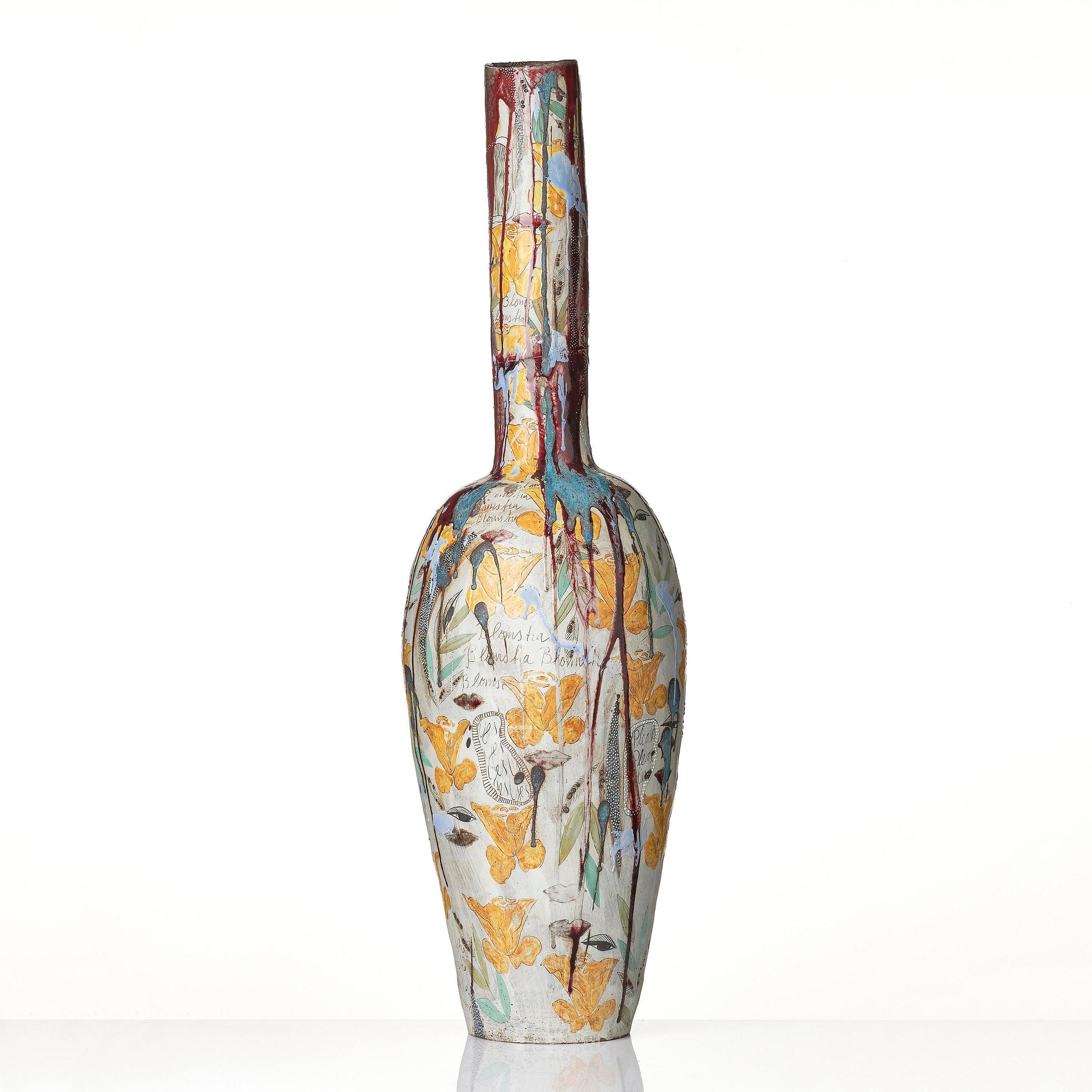 Eva Bengtsson, a stoneware floor vase "Blomstra", own studio, Frillesås, 2016.