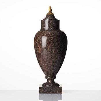 A Swedish early 19th century 'Blyberg' porphyry urn.