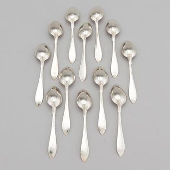 A set of twelve AG Dufva silver coffee spoons, made in Stockholm 1923.