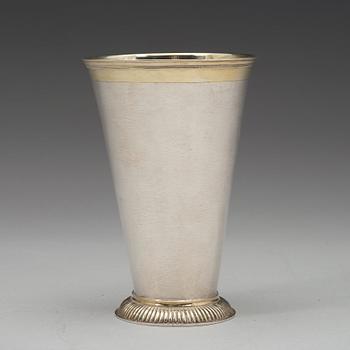 A Baltic 18th century parcel-gilt beaker, mark of Johann Christoffer von Haven, Narva (1729-1759).