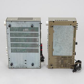 Vinylspelare, modell LT-5V, samt förstärkare och tuner, Mitsubishi, 1980-tal.