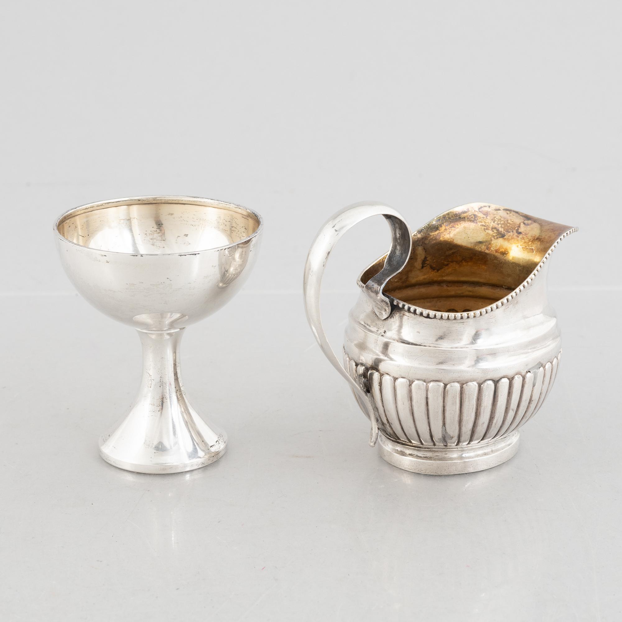 Cream jug and bowl on foot, Finland and Sweden, 19th-20th century.