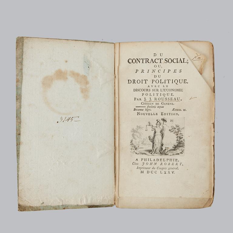 BOK, "Du Contract Social ou, Du Droit Politique", Jean-Jaques Rousseau, Philadelphia, 1775.