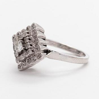 Ring, brilliant and 8/8 cut diamonds, 14K white gold.