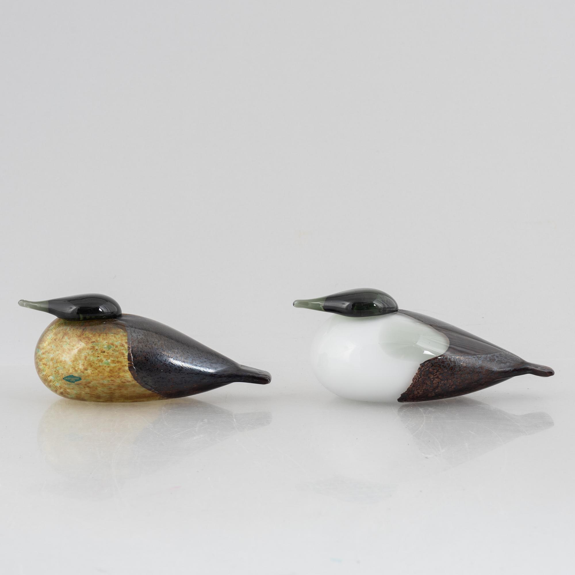 Oiva Toikka, glasfåglar, 2 st, Nuutajärvi, Notsjö, Finland.