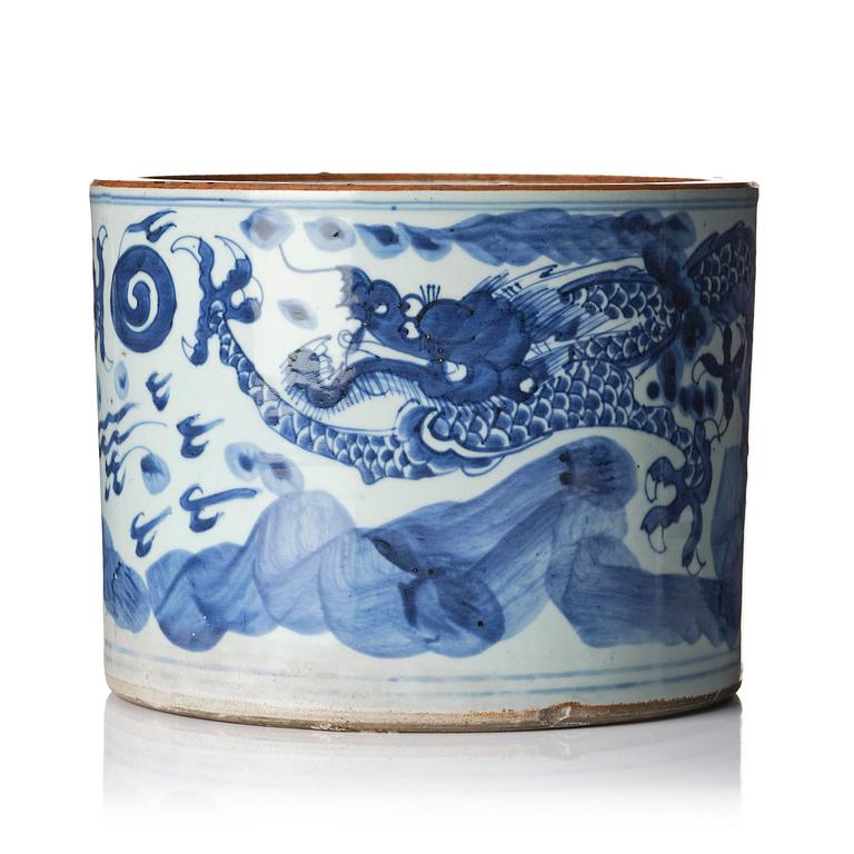 A blue and white incense burner, 17th century.