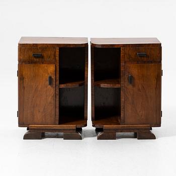 Bedside tables, a pair, in the Art Deco style, mid-20th century.