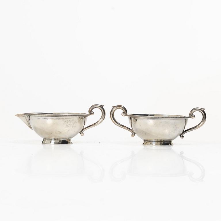 Grädd- och sockerskål, silver, J. Tostrup, Oslo, Norge, 1900-tal.