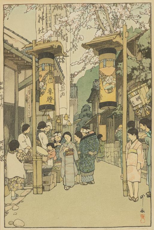 Hiroshi Yoshida, "A country festival at Kouno".