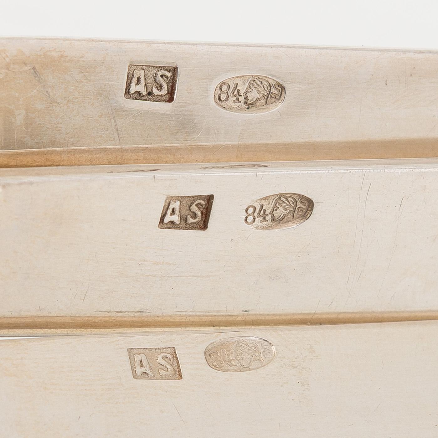 Fruktknivar, 12 st, silver. Adolf Speer, St Petersburg, sekelskiftet 1800/1900.