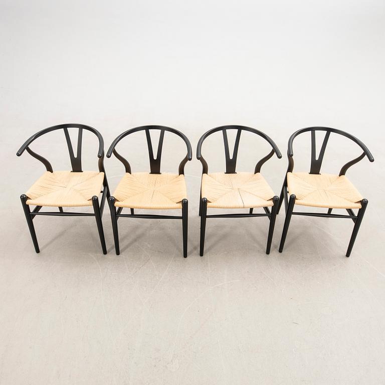 Hans J. Wegner, Chairs, 4 pcs, CH-24 "The Y Chair" Carl Hansen & Son Denmark 21st century.