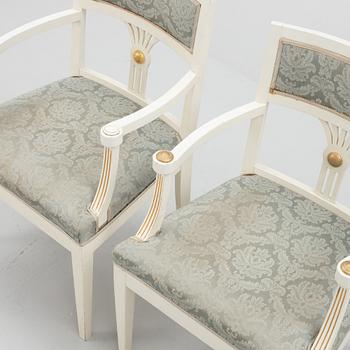 A pair of Empire style armchairs, 20th century.