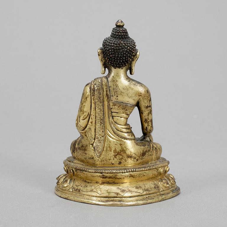 BUDDHA, förgylld brons, troligen Nepal, 1900-tal.