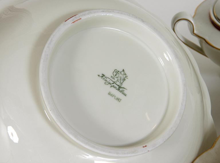 MAT- OCH KAFFESERVISDELAR, 75 st, porslin, Königl pr. Tettau.