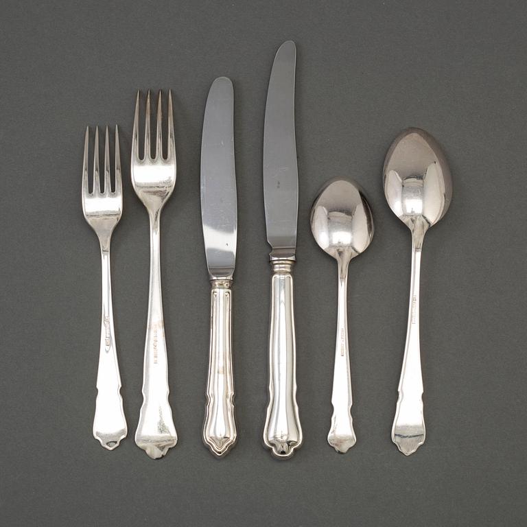 BESTICKSERVIS, 72 delar, silver, olika tillverkare bl a GAB, slutet 1900-tal.