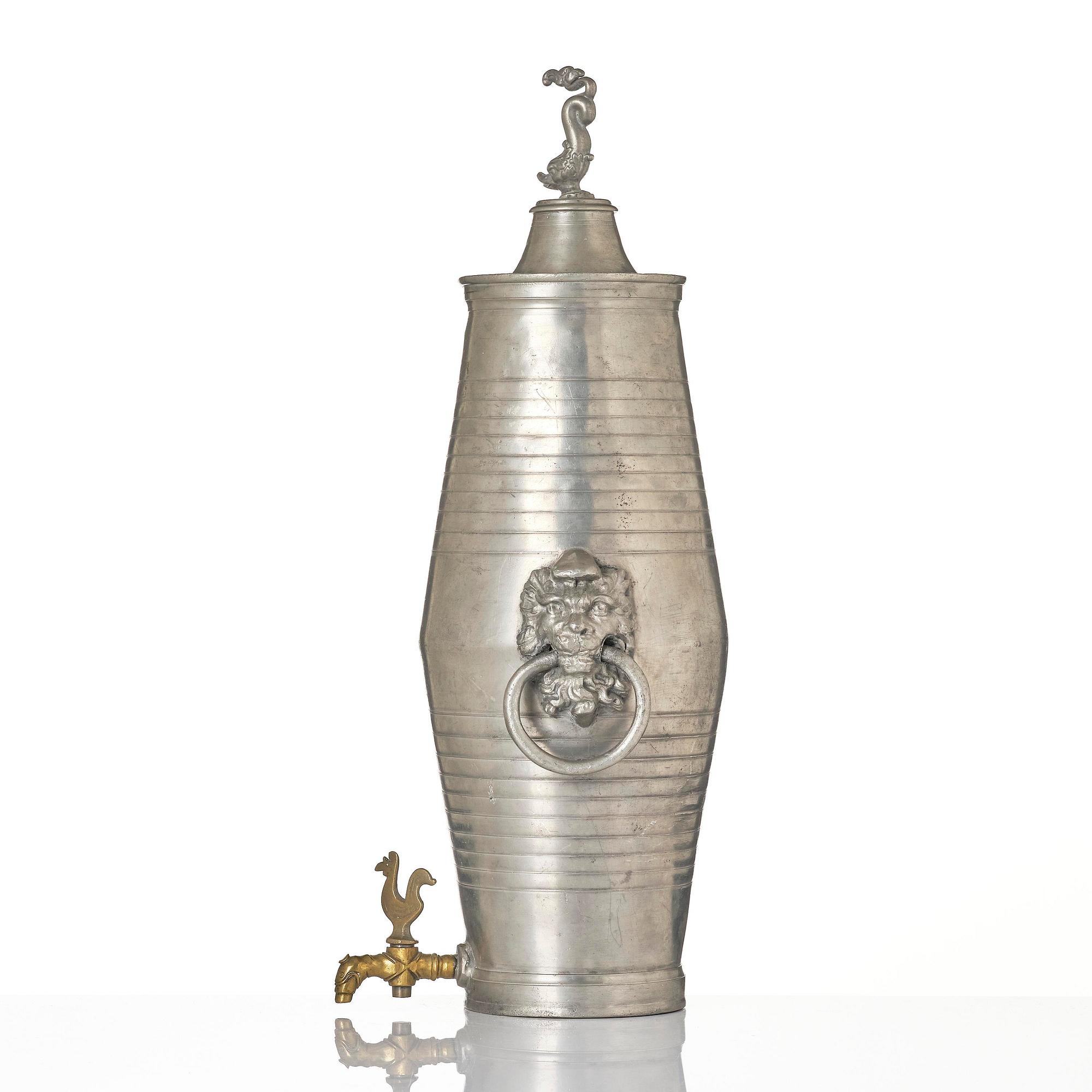 A pewter water-cistern attributed to I. Buhrman (master in Stockholm 1773-98/1812).