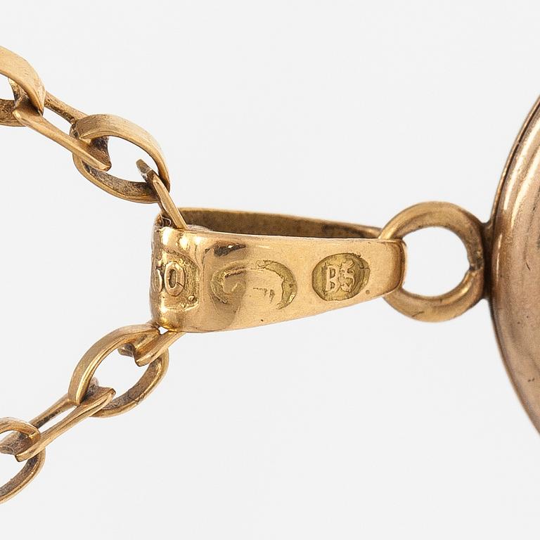 Kaulakoru/Medaljonki, 18K kultaa. Frans Wilhelm Tanner, Pori 1907.