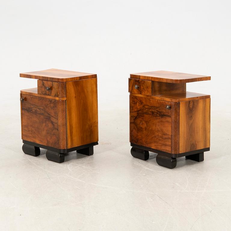 Bedside tables, a pair, Art Deco, first half of the 20th century.