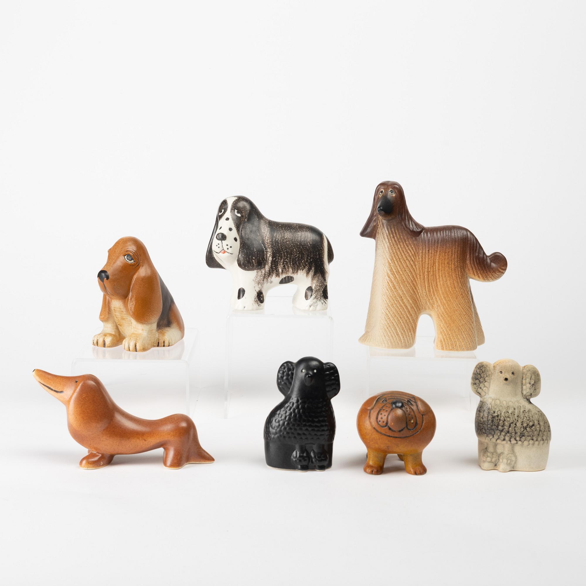 Lisa Larson, a group of seven stoneware figurines, K-Studion Gustavsberg.