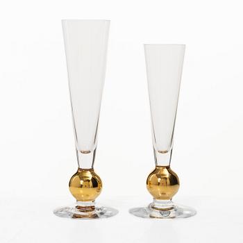 Gunnar Cyrén, eight 'Nobel' champagne glasses, Orrefors, Sweden.