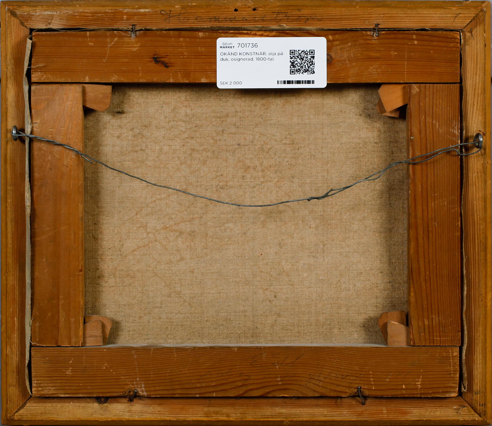 OKÄND KONSTNÄR, olja på duk, osignerad, 1800-tal.