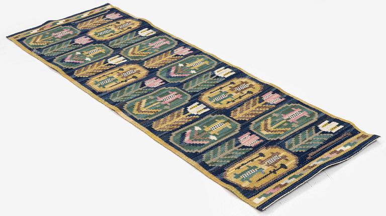 Märta Måås-Fjetterström, a flat weave textile, 'Medaljongerna', c. 118 x 41 cm, signed AB MMF.