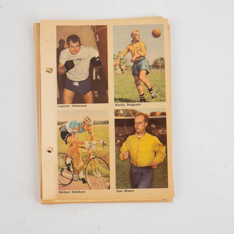 Idolkort, "Sportens stjärnor", bl a Cassius Clay, Nacka Skoglund mfl Hemmets Journal, 1960-tal.