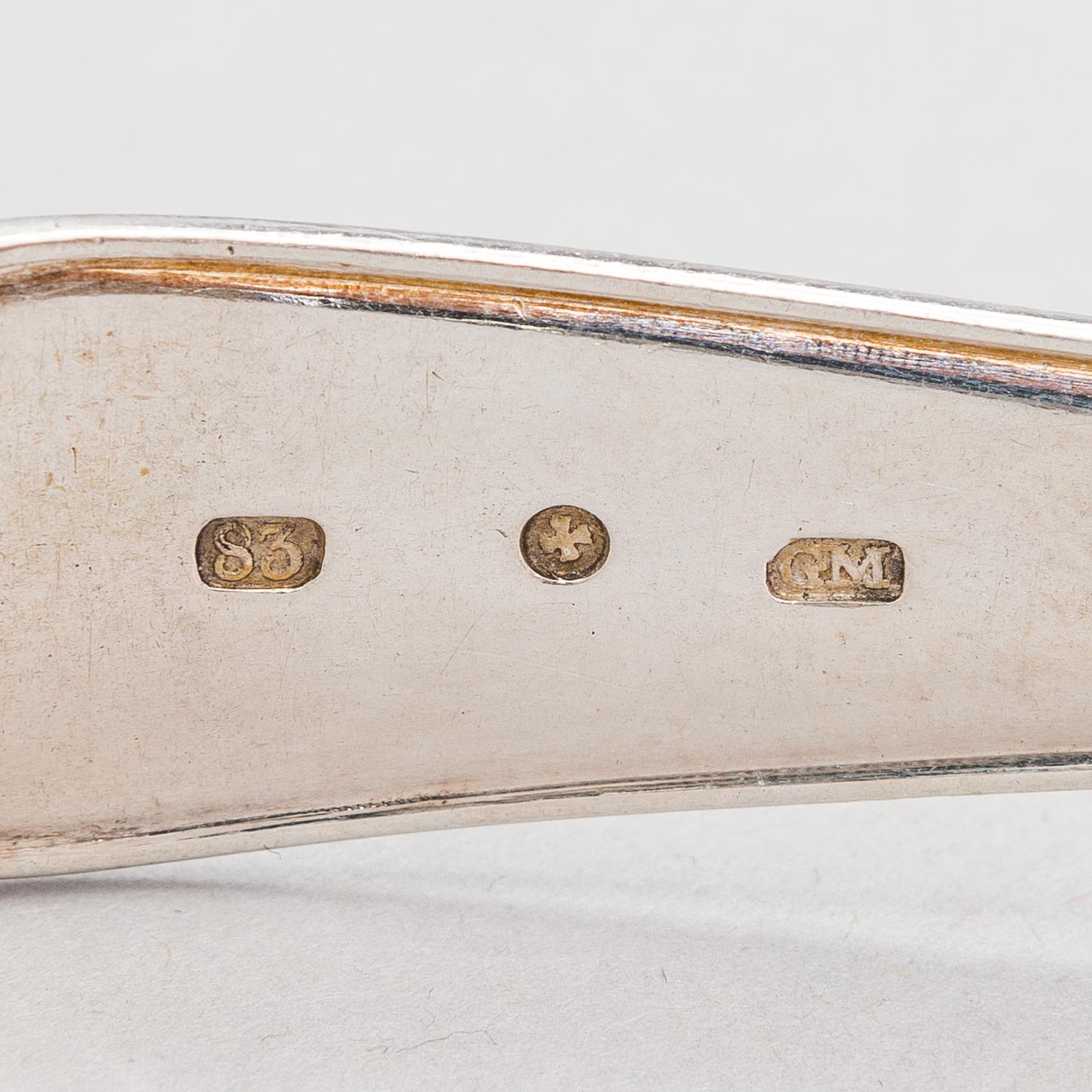 Johann Gottfried Möring, knivar och gafflar, 18 st, silver, Reval 1790-1818.