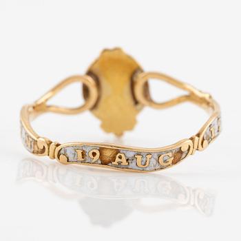 Revolution ring, King Gustav III, gold and enamel.