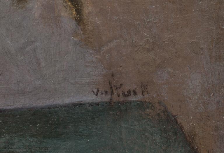 OKÄND KONSTNÄR, olja på uppfodrad duk, otydligt signerad. 17/1800-tal.