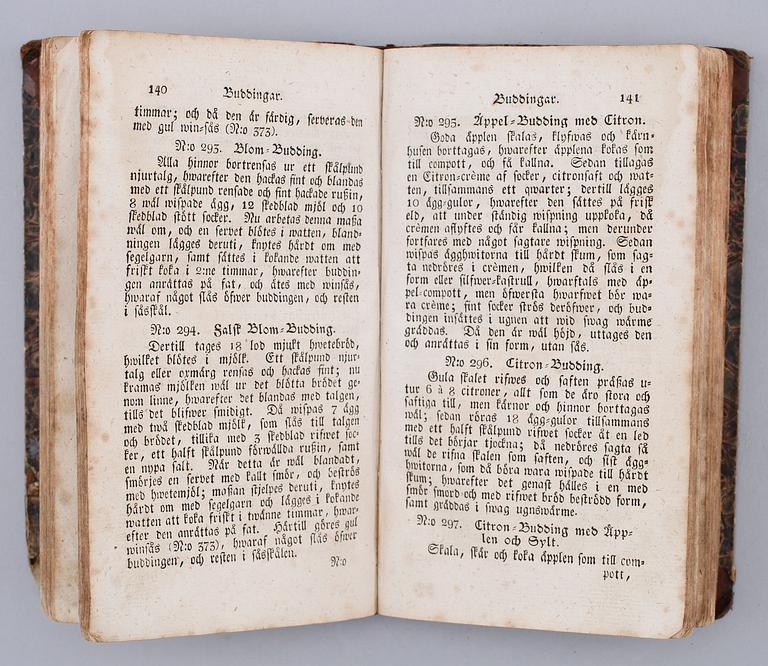 BOK: Handbok wid den nu brukliga Finare Matlagningen, af Margaretha Nylander, Stockholm 1831.