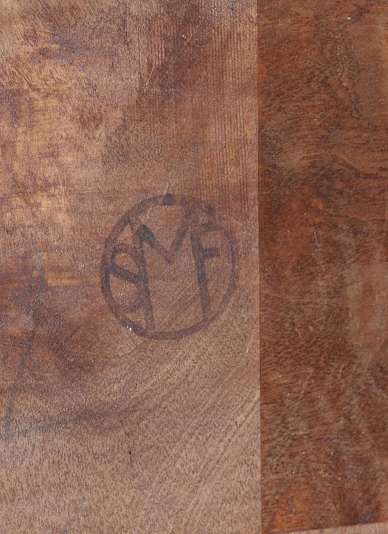 A mahogany-stained birch and palisander table, possibly by Carl Malmsten.