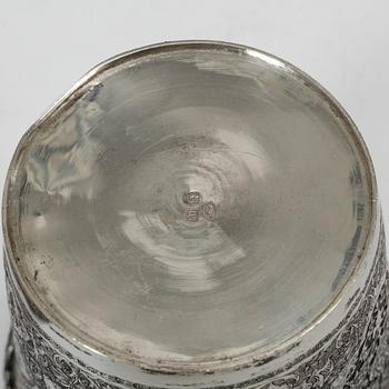 A Persian silver bowl and a silver bucket, 20th century.