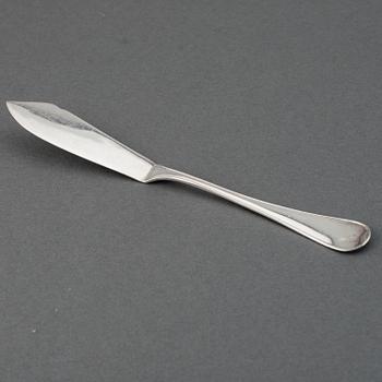 FISKBESTICK, CG Hallberg, silver, 12 delar.