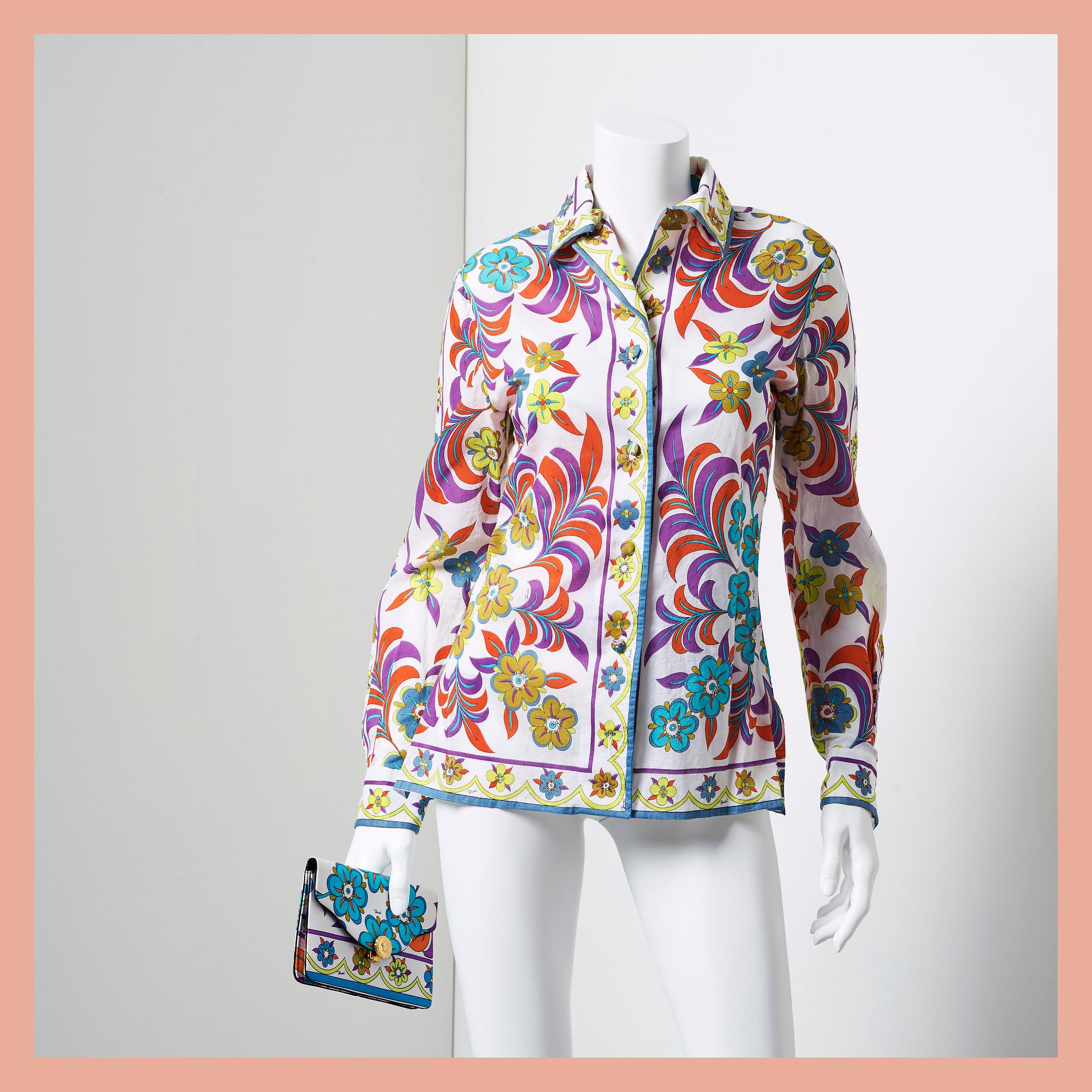 BLOUSE & CLUTCH, Emilio Pucci, size 14.