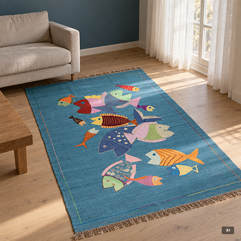 A hand-embroidered kilim rug, c. 178 x 121 cm.